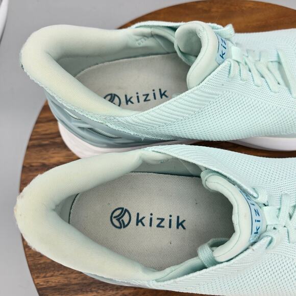 Kizik Athens Shoes Womens 10 Mint Green Knit Hands Free Slip On Lace Up Sneakers - Picture 7 of 9